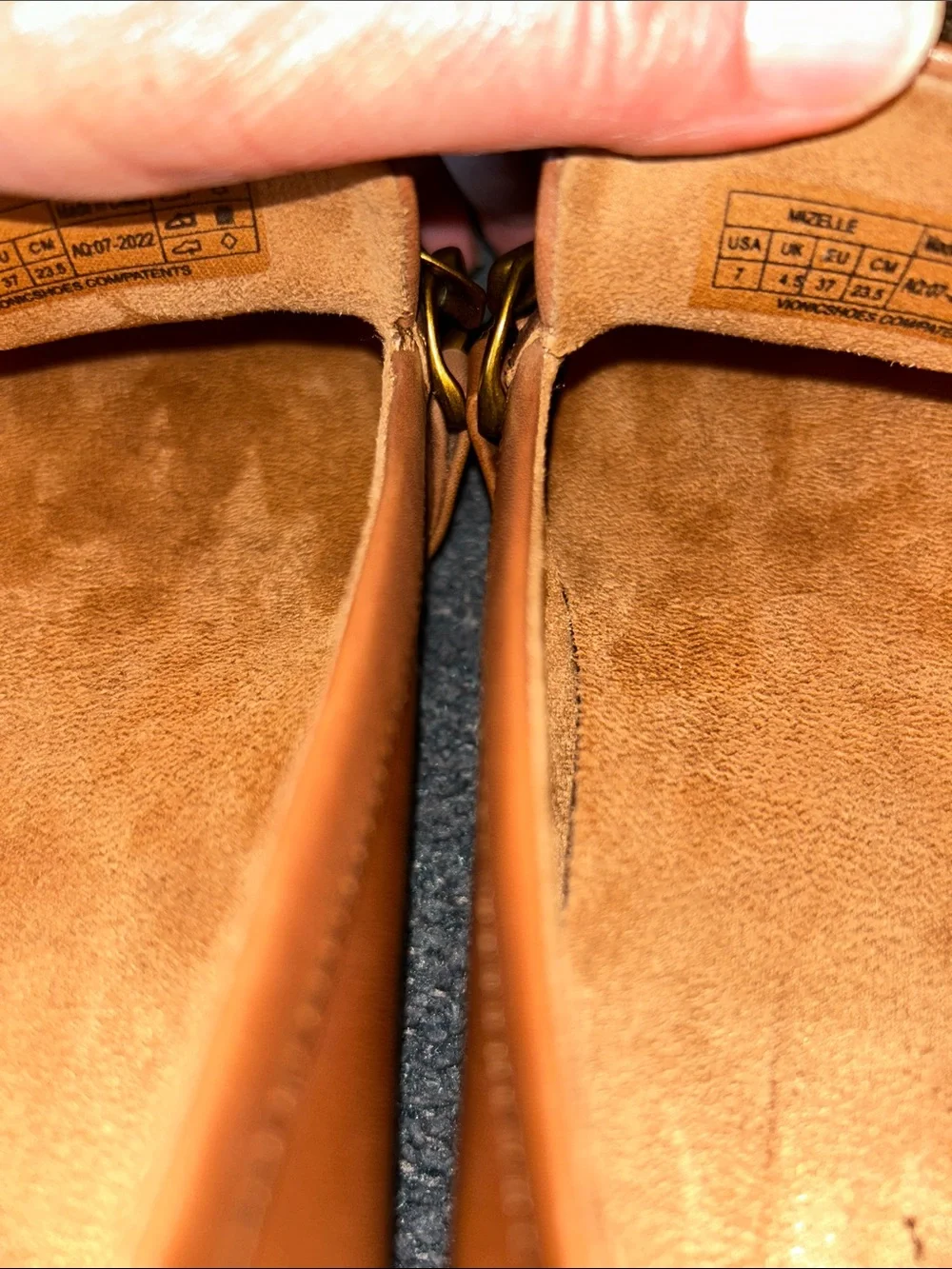 Vionic Brown Leather Loafers with Gold Chain Accent